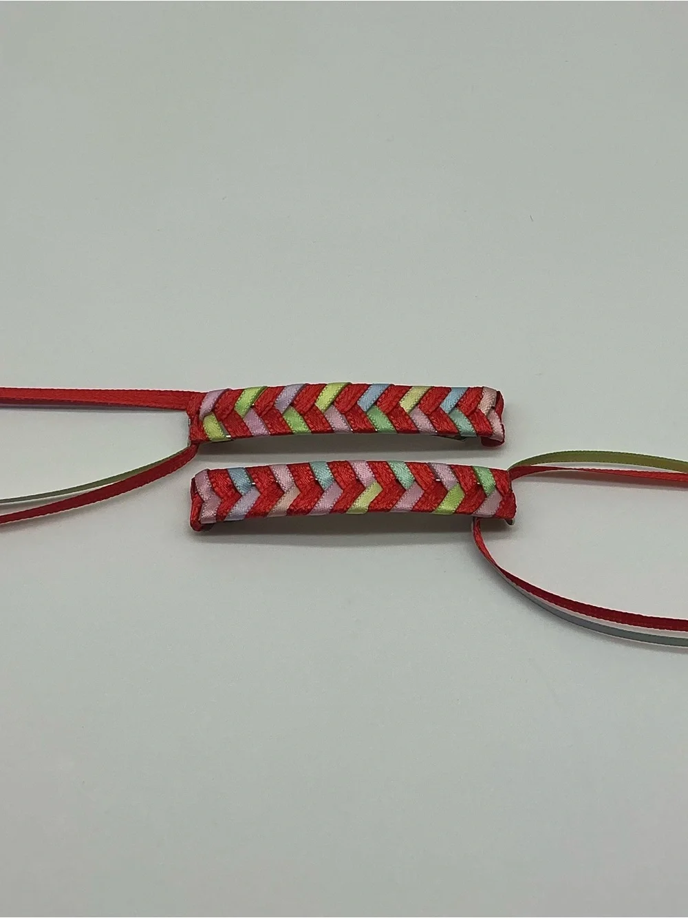 Red and Pastel Rainbow 80s Barrettes & 12 Jelly Bracelets
